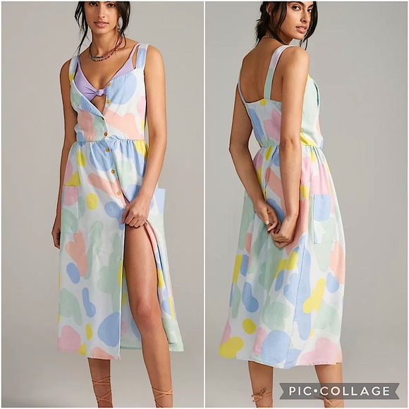 Anthropologie Bobo Choses Solid Button-Down Midi Dress in Blue. Size Small. NWOT - Picture 10 of 11